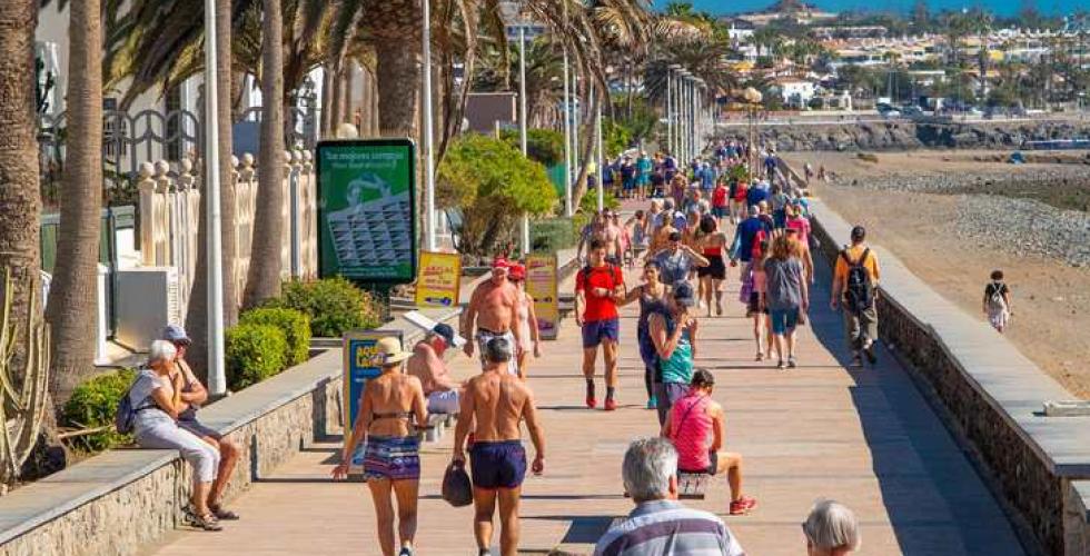 Strandpromenaden i Maspalomas på Gran Canaria.